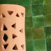 Moroccan Terracotta Pierced Dome Wall Sconce - Back Plate and Standard E26 E27 Electrical Hardware